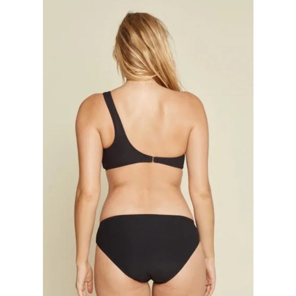 ANDIE SWIM Womens Wynwood Ribbed Bikini Top XXL Black One Shoulder Swimwear NWT - Picture 3 of 8